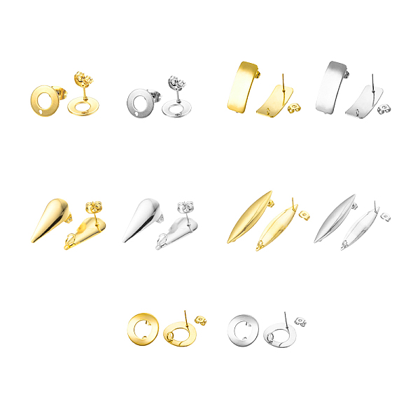 

PandaHall UNICRAFTALE 5 Shapes Stud Earring with Ear Nut 20 Pairs Hypoallergenic Stud Earring 0.8mm Pin Stainless Steel Stud Earring Mixed...