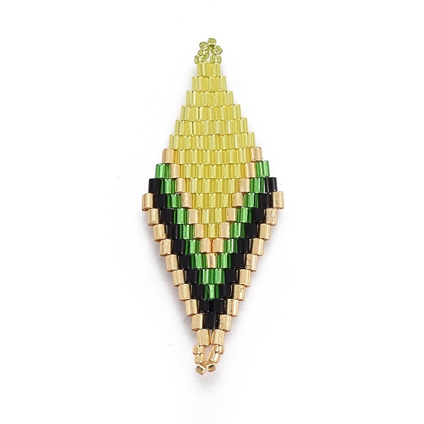 

PandaHall MIYUKI & TOHO Handmade Japanese Seed Beads Links, Loom Pattern, Rhombus, Champagne Yellow, 44.6~45.2x17.8~18.6x1.6~1.7mm, Hole...