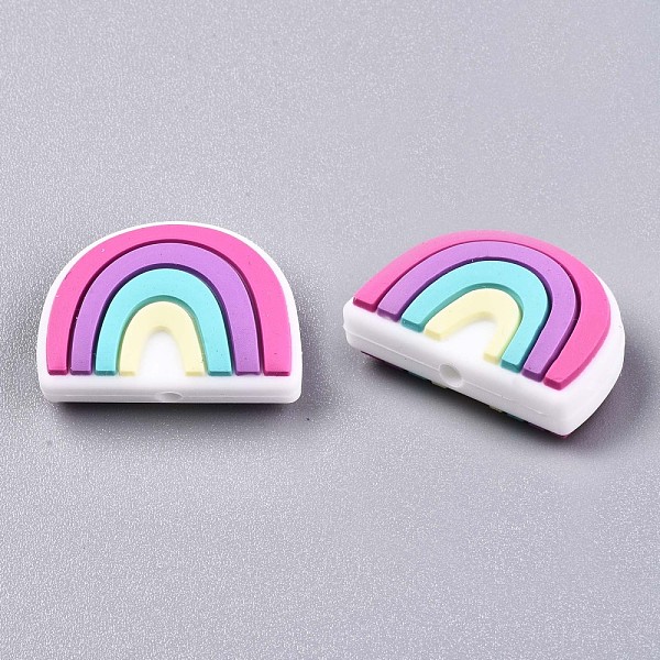 

PandaHall Food Grade Eco-Friendly Silicone Beads, Chewing Beads For Teethers, DIY Nursing Necklaces Making, Rainbow, Hot Pink, 17~18x25x9mm...