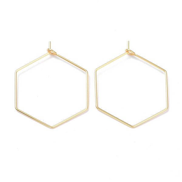 

PandaHall 316 Stainless Steel Hoop Earring Findings, Wine Glass Charms Findings, Hexagon, Real 18K Gold Plated, 32x25x0.6mm, Hole: 2mm 316...