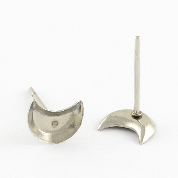 

PandaHall Earring Cabochon Settings 304 Stainless Steel Ear Studs Blank Settings, Stainless Steel Color, Moon Tray: 5.5x7mm, 7x5.5x1mm, Pin...