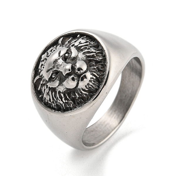 

PandaHall 304 Stainless Steel Ring, Lion, Inner Diameter: 19mm 304 Stainless Steel Lion