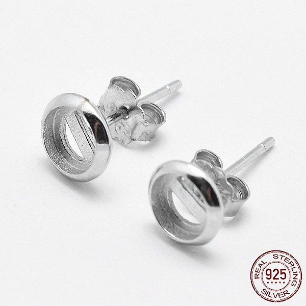 

PandaHall 925 Sterling Silver Stud Earring Findings, Flat Round, Silver, 6.5x1.5mm, Tray: 5mm, Pin: 0.6mm Sterling Silver Silver