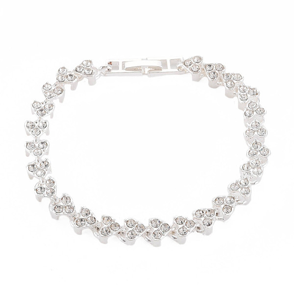 

PandaHall Crystal Rhinestone Tennis Bracelet, Alloy Heart Link Chain Bracelet for Women, Silver, Inner Diameter: 2 inch(5cm) Alloy