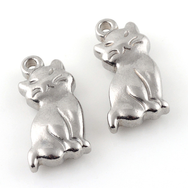 

PandaHall 201 Stainless Steel Kitten Pendants, Cat Shape Charms, Stainless Steel Color, 17x10.5x4mm, Hole: 1.5mm 201 Stainless Steel Cat...