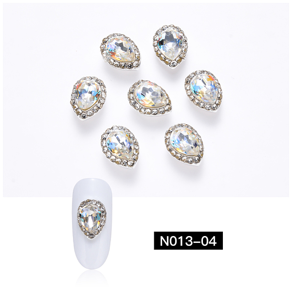 

PandaHall Nail Art Decoration Accessories, with Platinum Alloy & Glass, Teardrop, Crystal, 11.5x8.5x5mm Glass Teardrop Clear