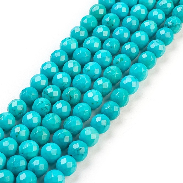 

PandaHall Natural Howlite Bead Strands, Dyed & Heated, Faceted, Round, Turquoise, 8mm, Hole: 1mm Howlite Round Green