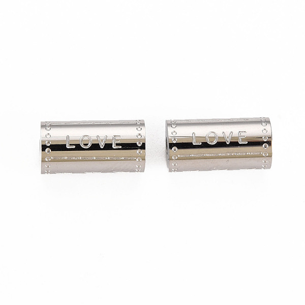 

PandaHall 304 Stainless Steel Beads, Column with Word Love & Heart, Stainless Steel Color, 12x6mm, Hole: 1.8mm 304 Stainless Steel Hexagon
