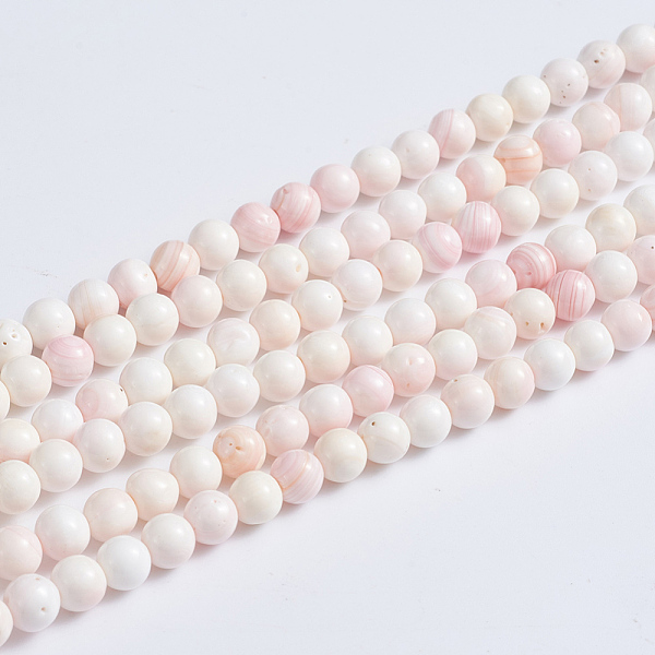 

PandaHall Natural Pink Shell Beads Strands, Round, 2.5~3mm, Hole: 0.5mm, about 154 pcs/strand, 15.94 inch(40.5cm) Pink Shell Round