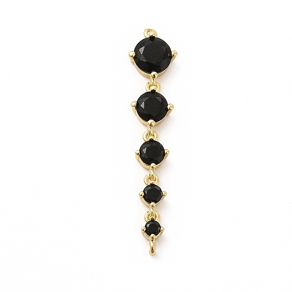 

PandaHall Rack Plating Brass Pave Cubic Zirconia Connector Charms, Cadmium Free & Lead Free, Five Flat Round Links, Real 18K Gold Plated..., Black