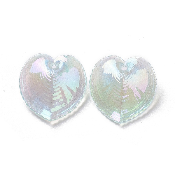 

PandaHall UV Plating Rainbow Iridescent Acrylic Pendants, Glitter, Heart Charm, Light Green, 30.5x30x11mm, Hole: 1.8mm Acrylic Heart