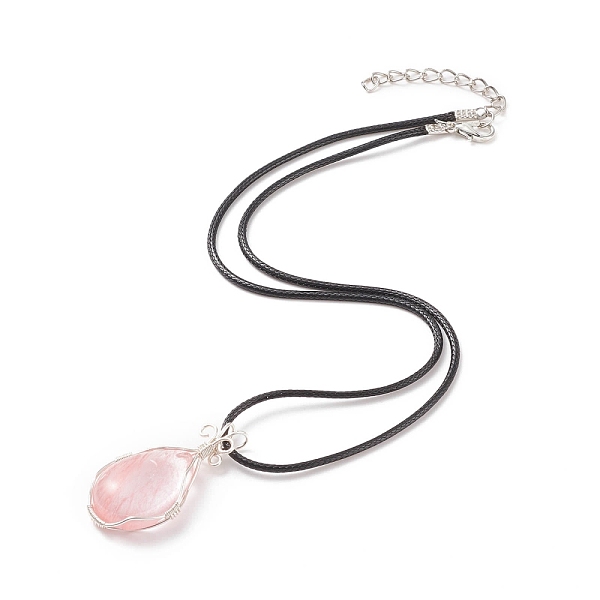 

PandaHall Synthetic Watermelon Stone Glass Teardrop Pendant Necklaces Set with Waxed Cords for Women, 17.91 inch(45.5cm) Watermelon Stone