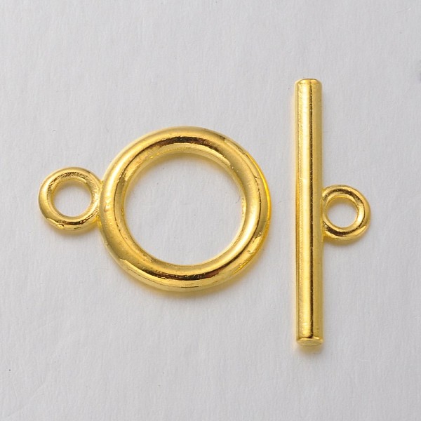 

PandaHall Tibetan Style Alloy Toggle Clasps, Lead Free and Cadmium Free, Golden, Ring: 14mm wide,19mm long, Bar: 2mm wide, 22mm long, hole...