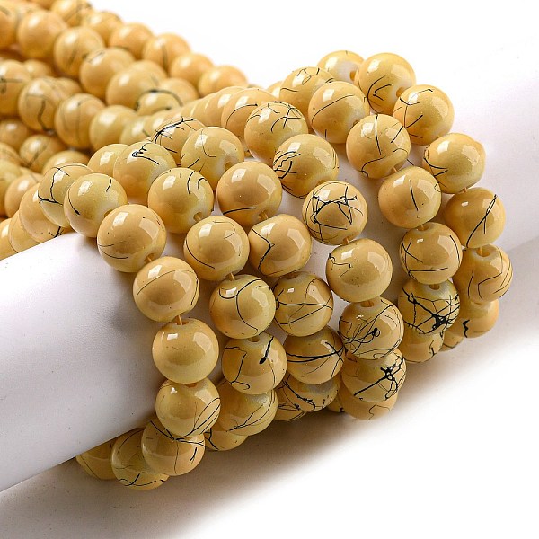 

PandaHall Drawbench Glass Bead Strands, Round, Light Khaki, 8mm, Hole: 1.3~1.6mm, about 100pcs/strand, 31.4 inch Glass Round
