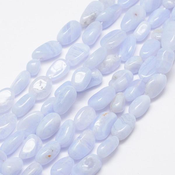 

PandaHall Natural Blue Lace Agate Beads Strands, Tumbled Stone, Nuggets, 6~8x4~6mm, Hole: 1mm, 15.3 inch(39cm) Blue Lace Agate Nuggets..., Purple