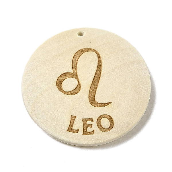 

PandaHall Wood Pendants, Flat Round, Leo, 40x39x6mm, Hole: 1.6mm Wood Leo