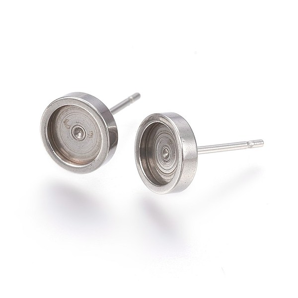 

PandaHall 304 Stainless Steel Stud Earring Settings, Flat Round, Stainless Steel Color, 8x2mm, Tray: 6mm, Pin: 0.7mm 304 Stainless Steel...