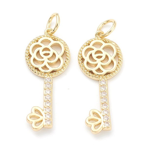 

PandaHall Brass Clear Cubic Zirconia Pendants, Long-Lasting Plated, with Jump Ring, Key, Golden, 24x10x2mm, Hole: 3.5mm Brass+Cubic Zirconia...
