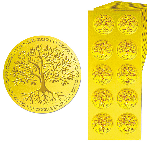 

PandaHall CHGCRAFT 150PCS Tree of Life Gold Foil Envelope Seal Stickers Gold Embossed Stickers Self Adhesive Sealing Stickers Medal...