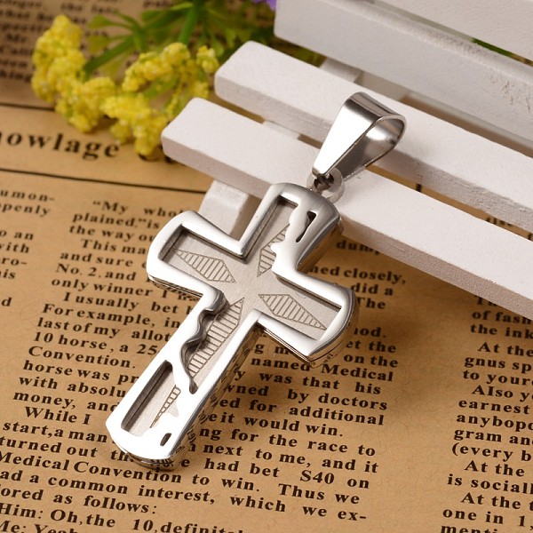 

PandaHall 304 Stainless Steel Latin Cross Big Pendants, Stainless Steel Color, 46.5x30x3.5mm, Hole: 7x11mm 304 Stainless Steel Cross