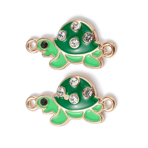 

PandaHall Alloy Enamel Connector Charms, Tortoise Links with Crystal Rhinestone, Light Gold, Cadmium Free & Nickel Free & Lead Free, Green...