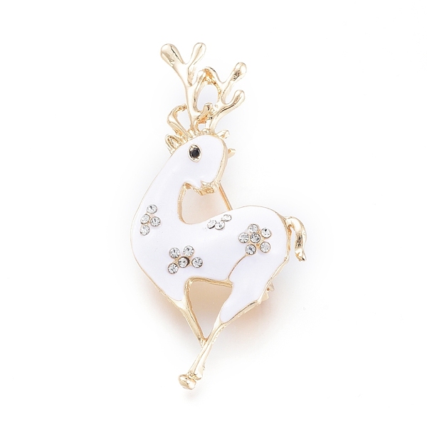 

PandaHall Golden Plated Alloy Brooches, with Rhinestone and Enamel, Deer, for Christmas, White, 56.5x28.5x11.5mm, Pin: 0.8mm Alloy+Enamel...
