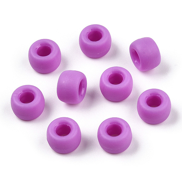 

PandaHall Opaque Plastic Beads, Frosted, Barrel, Medium Orchid, 9x6mm, Hole: 3.8mm, about 1900pcs/500g Plastic Barrel