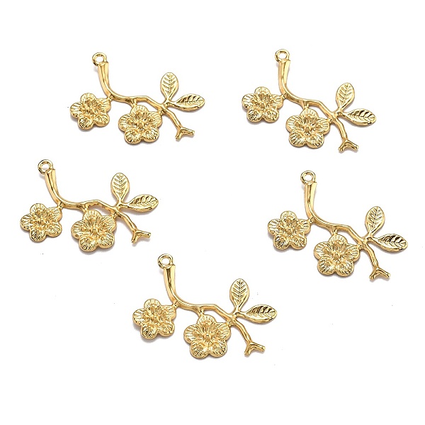 

PandaHall 304 Stainless Steel Pendants, Laser Cut, Plum Blossom Branch, Golden, 29x23x2mm, Hole: 1.4mm 304 Stainless Steel Flower