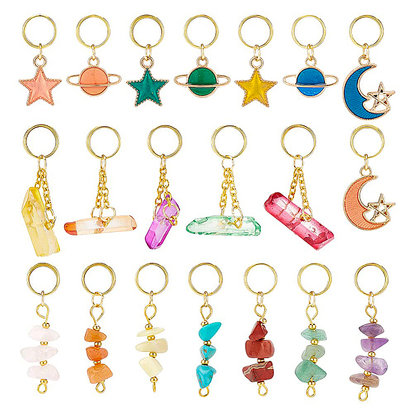 

PandaHall BENECREAT 20Pcs 20 Style Natural & Synthetic Mixed Gemstone & Alloy Enamel Pendants, with Iron Cable Chains & 304 Stainless Steel..., Multicolor