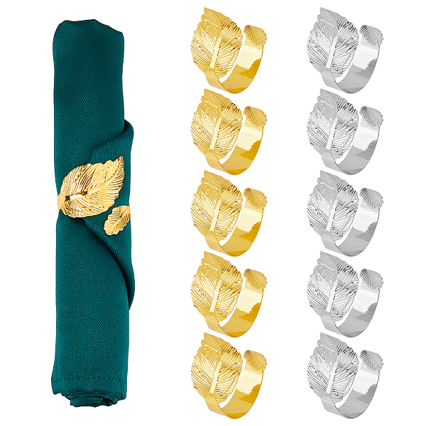 

PandaHall FIBLOOM 10Pcs 2 Colors Aolly Leaf Napkin Ring Platinum and Gold Plant Napkin Holder Adornment Vintage Napkin Band Adornment Dining...