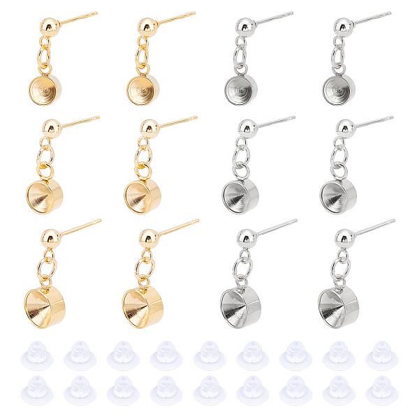

PandaHall Unicraftale 24Pcs 3 Styles 304 Stainless Steel Stud Earring Settings, with 24Pcs Plastic Ear Nuts, Mixed Color, 17mm 304 Stainless...