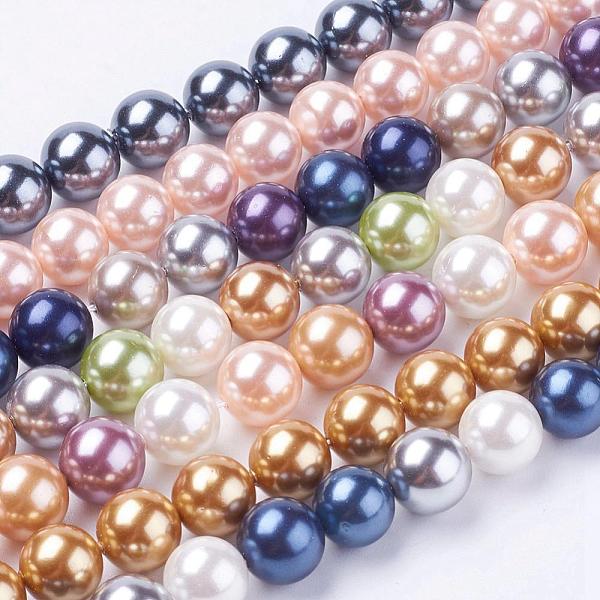 

PandaHall Shell Pearl Beads Strands, Round, Mixed Color, 8mm, Hole: 1mm, about 50pcs/strand, 15.7 inch Shell Pearl Round Multicolor