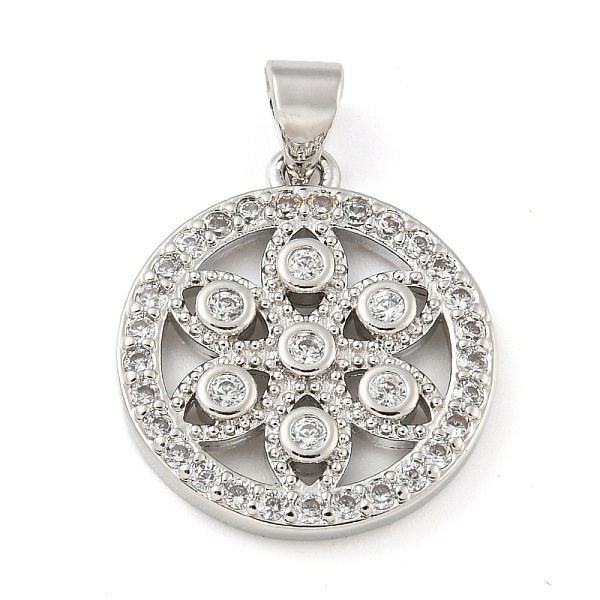 

PandaHall Rack Plating Brass Micro Pave Cubic Zirconia Pendants, Cadmium Free & Lead Free, Flat Round, Platinum, 20x17.5x3mm, Hole: 4x3.5mm..., Clear