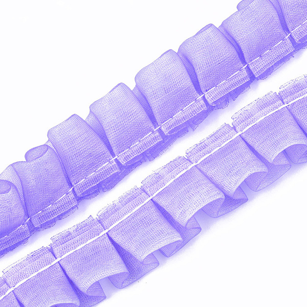 

PandaHall Organza Ribbon, Pleated/Double Ruffle Ribbon, Medium Purple, 19~23mm, 30m/bundle Polyester None Purple