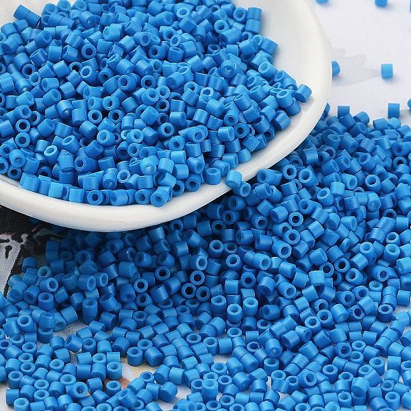 

PandaHall Baking Paint Glass Seed Beads, Cylinder, Dodger Blue, 2x1.5mm, Hole: 1mm, about 5599pcs/50g Glass