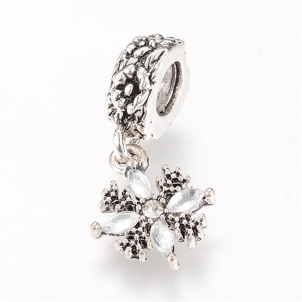 

PandaHall Alloy European Dangle Charms, with Rhinestones, Snowflake, Large Hole Pendants, Antique Silver, 27.5mm, Hole: 5mm Alloy+Rhinestone..., Clear