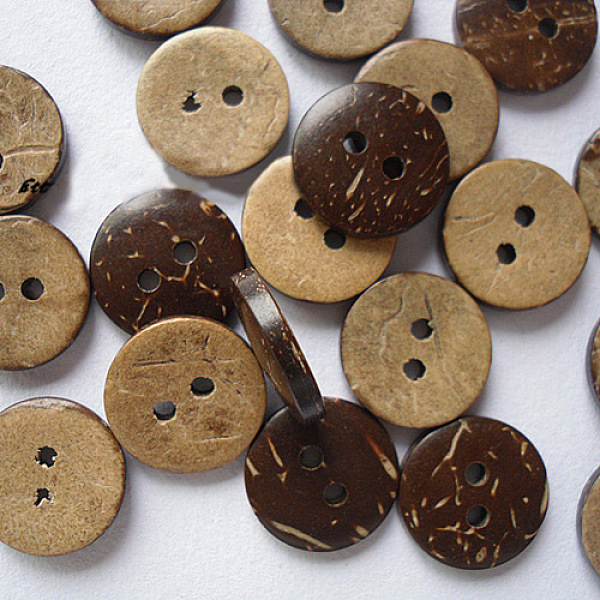 

PandaHall 2-Hole Buttons in Round Shape, Coconut Button, BurlyWood, about 15mm in diameter, about 100pcs/bag Coconut Orange