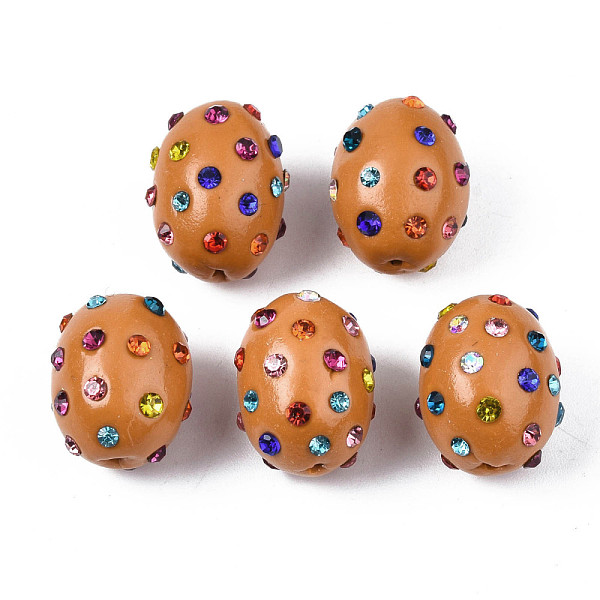 

PandaHall Polymer Clay Rhinestone Beads, Pave Disco Ball Beads, Oval, Chocolate, PP15(2.1~2.2mm), 16.5~18x13~14mm, Hole: 1mm Polymer..., Brown