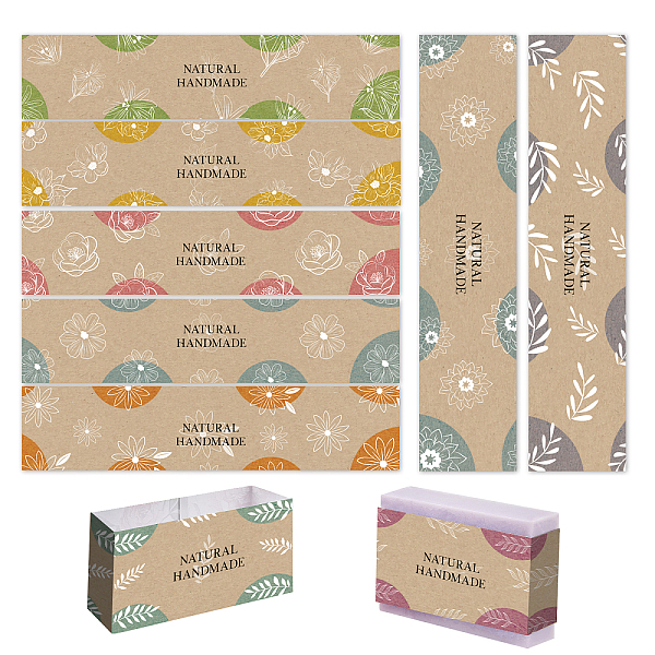 

PandaHall PH 90pcs Wrap Paper Tape, 9 Style Vintage Band Label Flower Paper Tag Wrapper Sleeves Covers Vertical Tags for Handmade Soap...