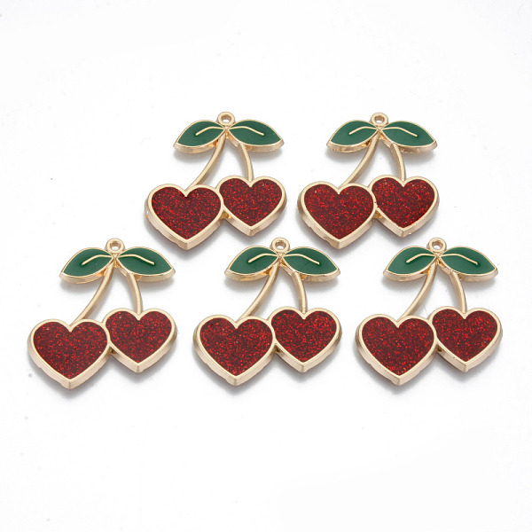 

PandaHall Transparent Epoxy Resin Pendants, with Alloy Findings and Enamel and Glitter Powder, Cadmium Free & Lead Free, Cherry, Light Gold..., Red