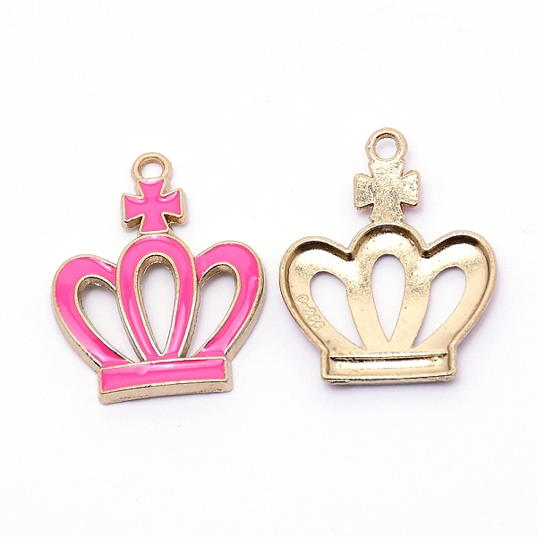 

PandaHall Alloy Enamel Pendants, Crown, Cadmium Free & Lead Free, Light Gold, Deep Pink, 28.5x22.5x2.5mm, Hole: 2mm Alloy+Enamel Crown