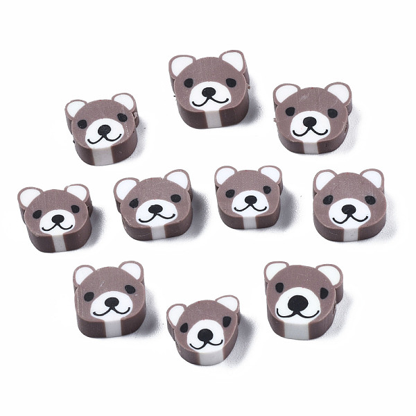 

PandaHall Handmade Polymer Clay Beads, Bear, Rosy Brown, 8~11x9~11x4mm, Hole: 1.5mm Polymer Clay Bear