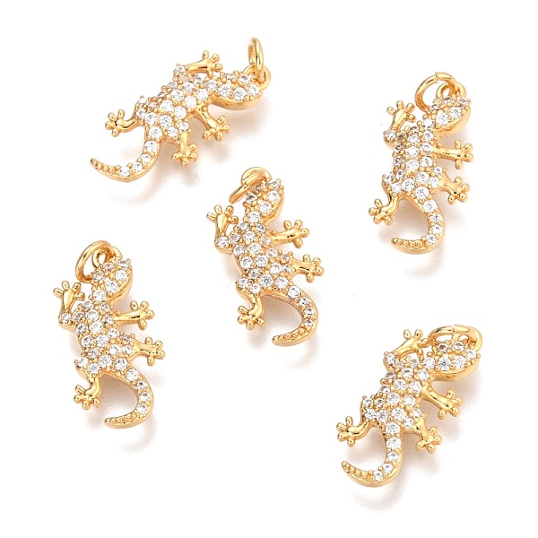 

PandaHall Brass Micro Pave Clear Cubic Zirconia Pendants, with Jump Rings, Gecko Shape, Real 18K Gold Plated, 16.6x8x2.6mm, Hole: 2.1mm...