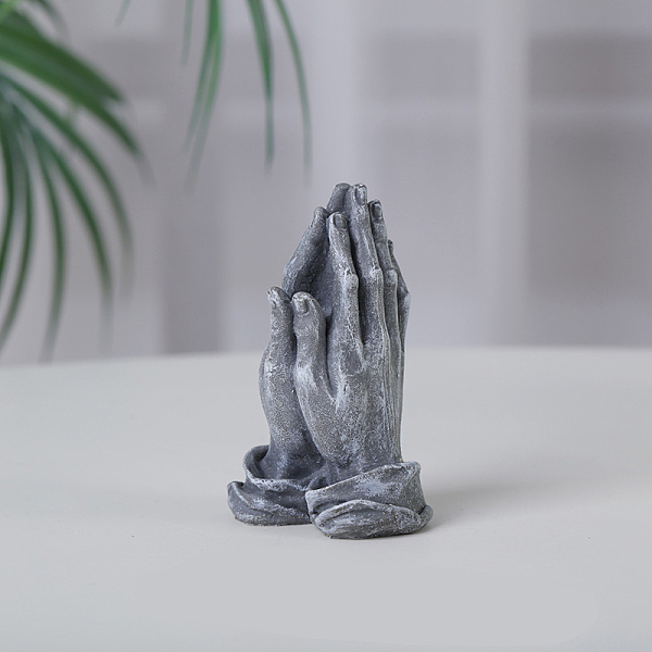 

PandaHall Resin Praying Hands Statue, Fengshui Meditation Sculpture Home Decoration, Slate Gray, 38x46x72mm Resin Others