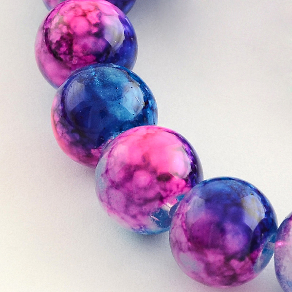 

PandaHall Baking Painted Glass Bead Strands, Round, Deep Pink, 8mm, Hole: 1mm, about 104pcs/strand, 31.5 inch Glass Round