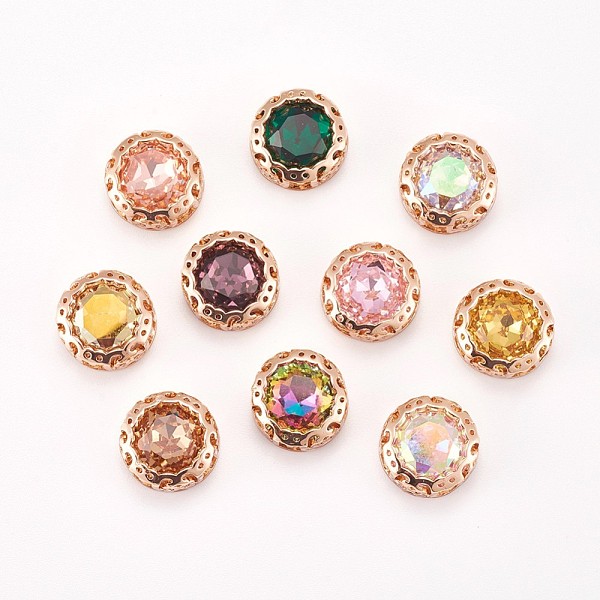 

PandaHall Sew on Rhinestone, Glass Rhinestone, with Brass Findings, Garments Accessories, Faceted, Flat Round, Light Gold, Mixed Color..., Multicolor