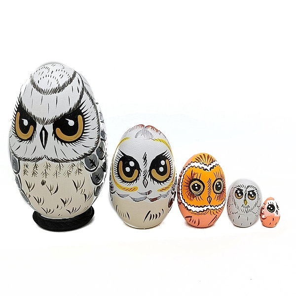 

PandaHall Easter Wood New Owl Nesting Egg Display Decorations, for Home Desk Decoration, Colorful, 109x69mm Wood Owl