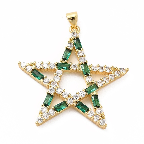 

PandaHall Rack Plating Brass Micro Pave Cubic Zirconia Pendants, Real 18K Gold Plated, Long-Lasting Plated, Lead Free & Cadmium Free, Star..., Green