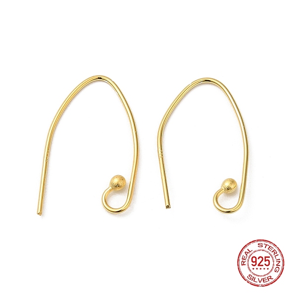 

PandaHall 925 Sterling Silver Earring Hooks, Marquise Ear Wire, with S925 Stamp, Golden, 21 Gauge, 21x0.7mm, Hole: 3mm Sterling Silver