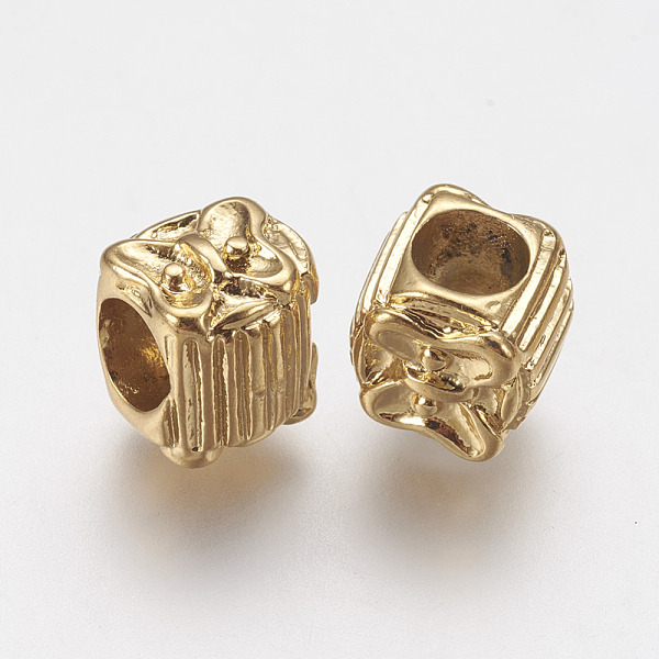 

PandaHall Ion Plating(IP) 304 Stainless Steel European Beads, Large Hole Beads, Column with Butterfly, Golden, 9x9mm, Hole: 4.5mm 304...